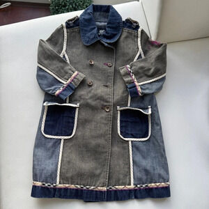 Coat denim reversible 12/18 months Burberry jean blue missing buttons